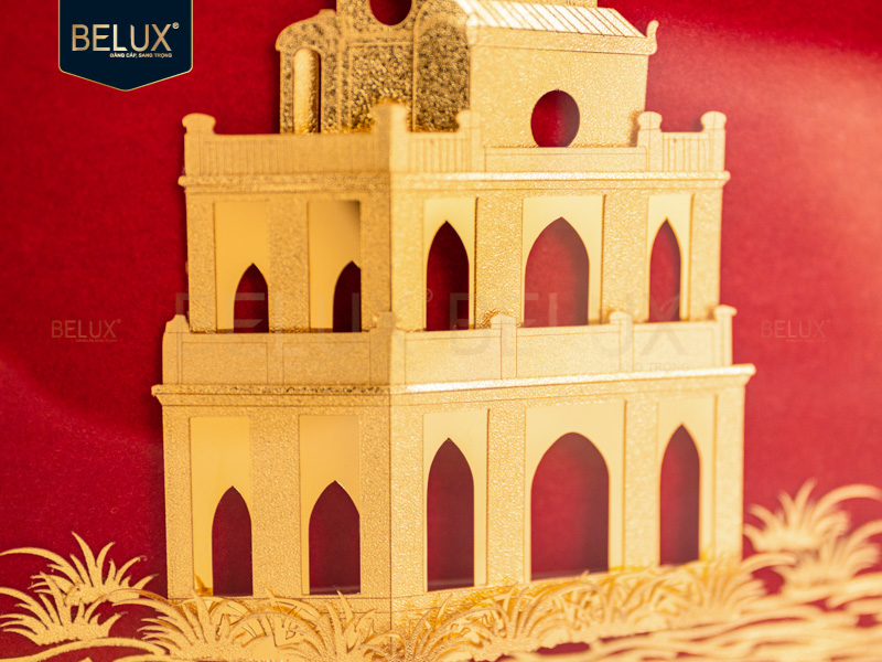 Tranh Tháp Rùa Dát Vàng 24k- 25x25cm